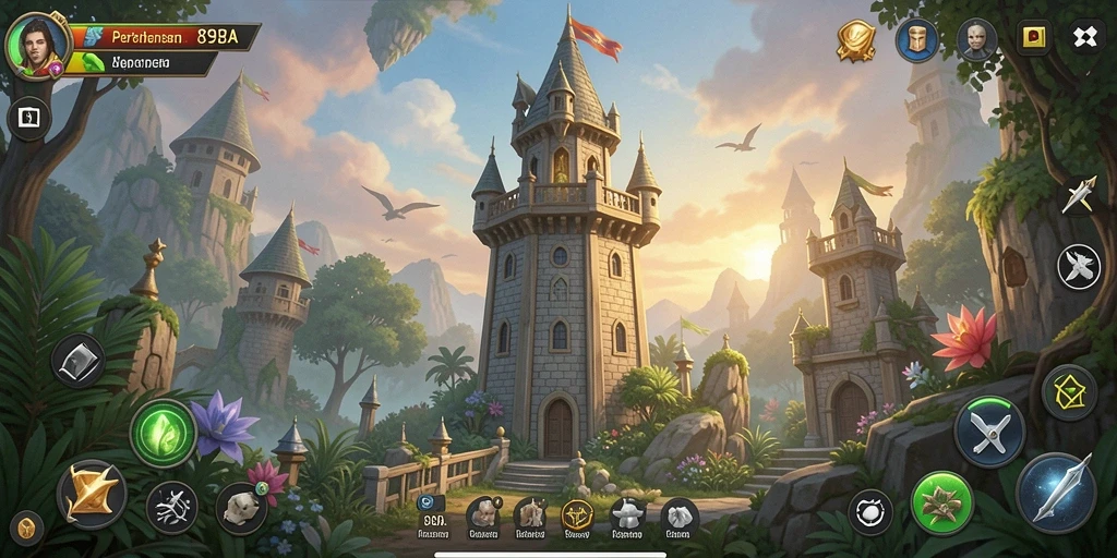 Screenshot gameplay 898A menunjukkan aksi pertahanan menara yang seru.