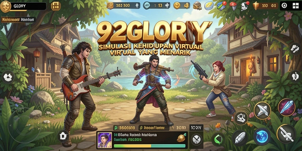 Tampilan gameplay <strong>92GLORY</strong> yang menampilkan interaksi sosial dan kustomisasi karakter.