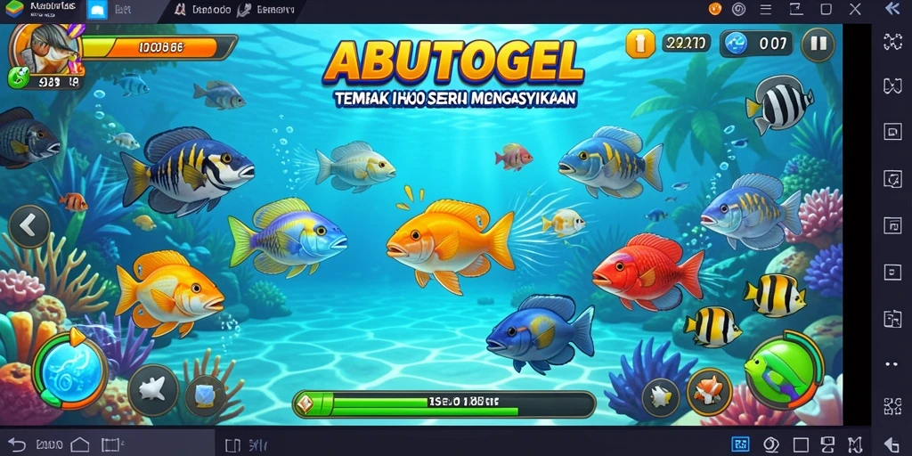 Tangkapan layar gameplay ABUTOGEL yang menampilkan aksi tembak ikan.