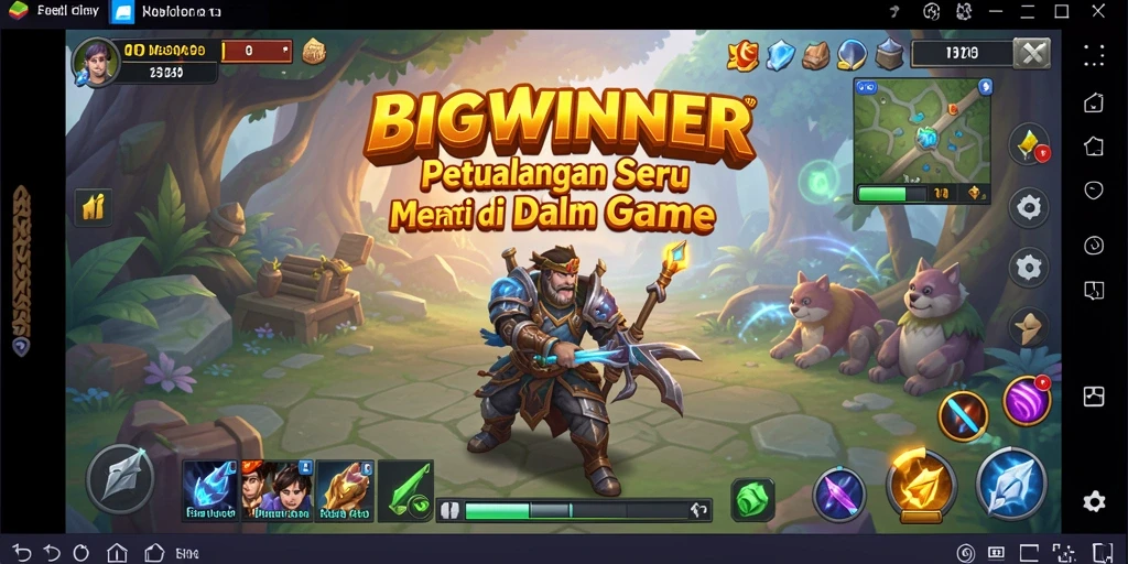 Tampilan gameplay BIGWINNER yang menakjubkan dengan suasana petualangan.