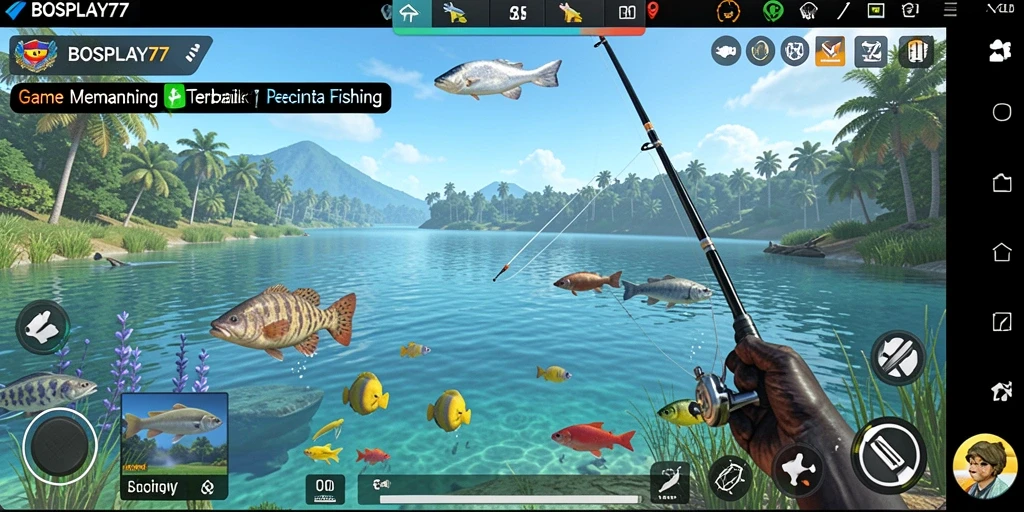 Tampilan screenshot dari gameplay <strong>BOSPLAY77</strong> yang menunjukkan aksi memancing yang seru.
