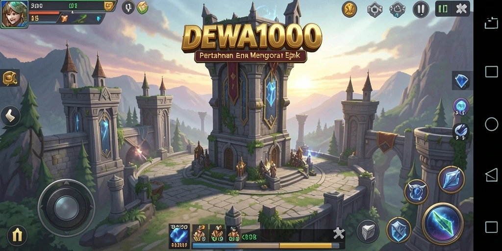 Tampilan gameplay seru dengan strategi menara dalam DEWA1000.
