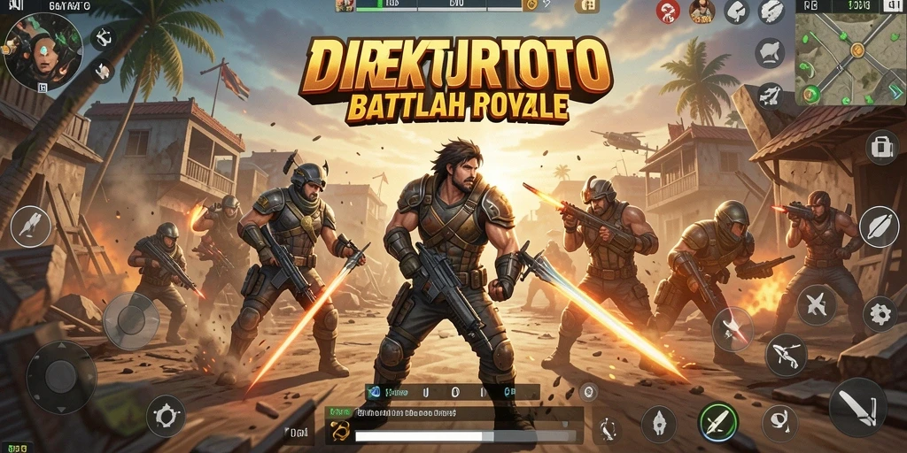 Tangkapan layar <strong>DIREKTURTOTO</strong> menunjukkan aksi seru dalam pertempuran Battle Royale.