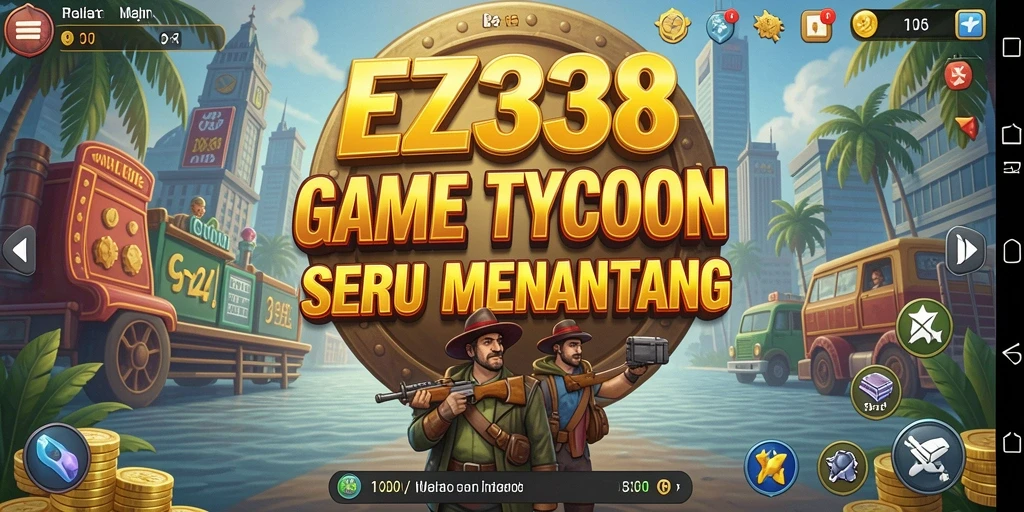 Screenshot gameplay EZ338 yang menunjukkan manajemen bisnis yang menarik.