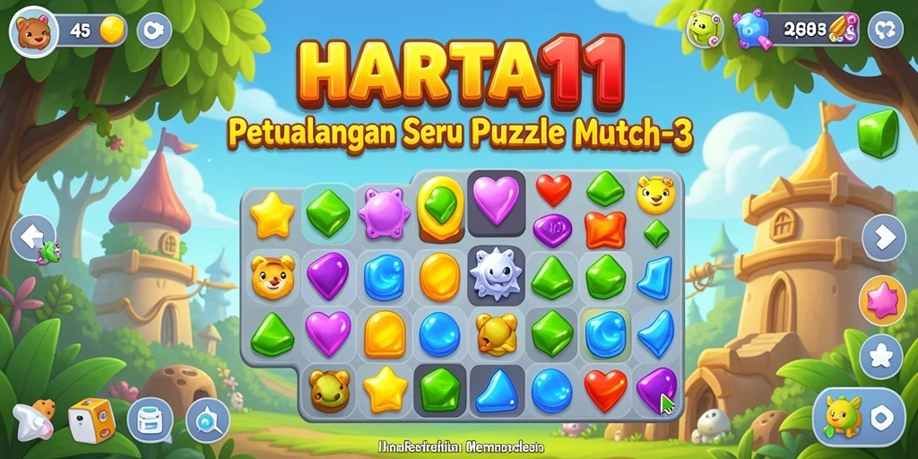 Screenshot HARTA11 menampilkan gameplay seru dalam memecahkan puzzle Match-3.