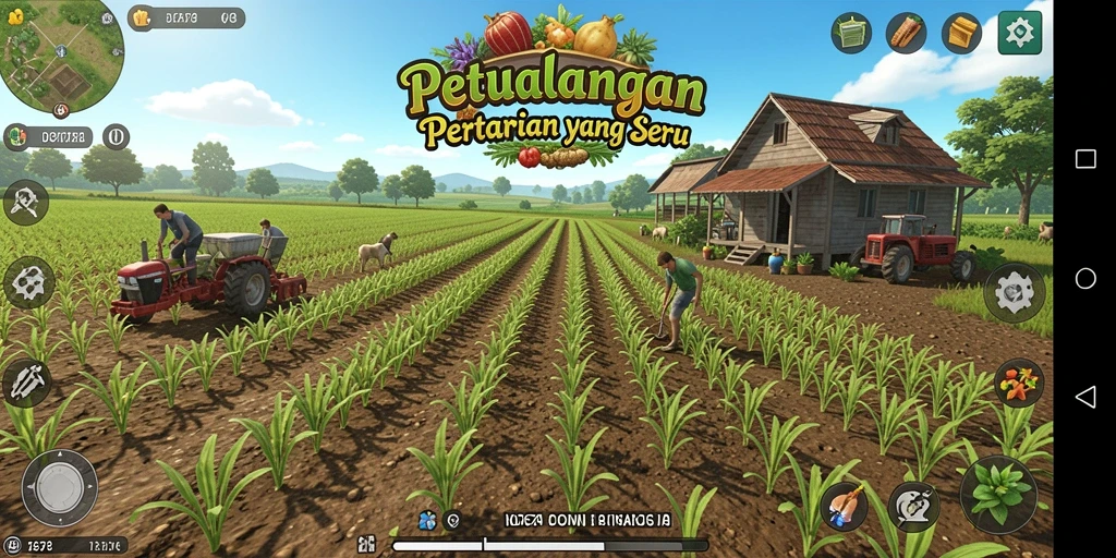 Screenshot gameplay ID678 dengan suasana pertanian yang indah.
