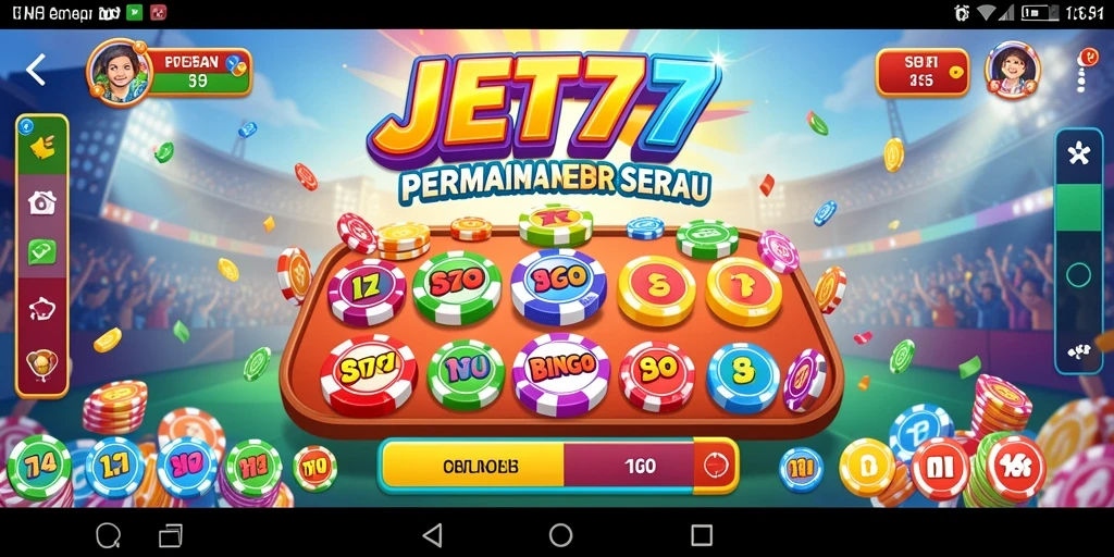 Tampilan gameplay JET77 yang menarik dan penuh warna.