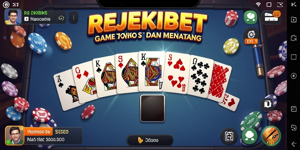 Tampilan gameplay seru dalam aplikasi REJEKIBET game Domino.