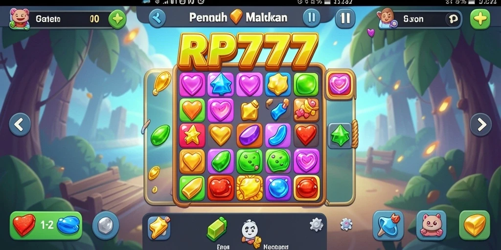 Tampilan gameplay RP777 yang seru dengan efek pencocokan permata.