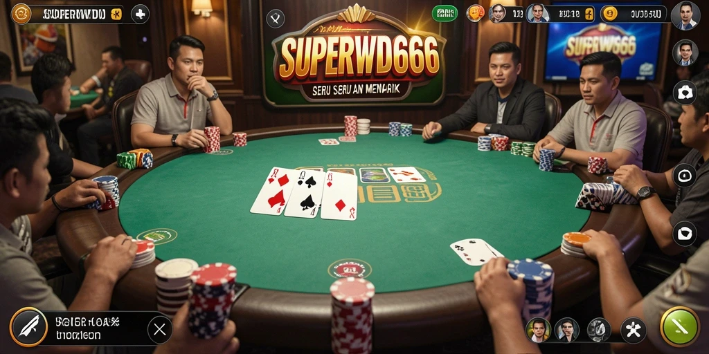 Tampilan gameplay poker yang menegangkan di SUPERWD666.