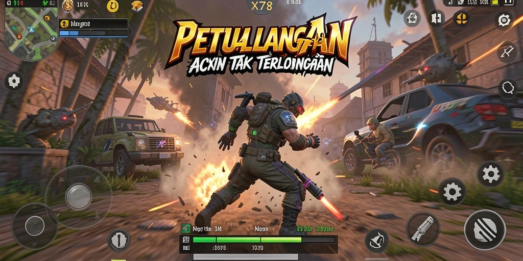 Tampilan aksi mendebarkan dalam gameplay X78 dengan pertarungan intens.