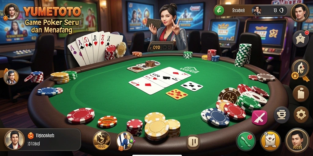 Tampilan menarik dari gameplay YUMETOTO yang penuh aksi Poker.